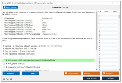 Oracle 1z0-902 Oracle Exadata Database Machine X9M Implementation Essentials Practice test exam simulator test engine exam Prep practice test questions answers Image 7