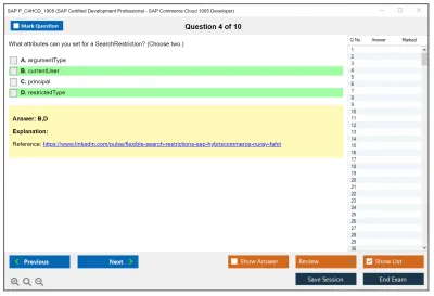 SAP P_C4HCD_1905 SAP Certified Development Professional - SAP Commerce Cloud 1905 Developer Practice test exam simulator test engine exam Prep practice test questions answers Image 4