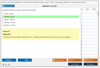 Test Prep CLEP-Science-and-Mathematics CLEP Science and Mathematics: Biology, Calculus, Chemistry, College Algebra & Mathematics, Precalculus, Natural Sciences Practice test exam simulator test engine exam Prep practice test questions answers Image 19