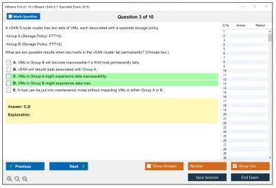VMware 5V0-21.19 VMware vSAN 6.7 Specialist Exam 2019 Practice test exam simulator test engine exam Prep practice test questions answers Image 3