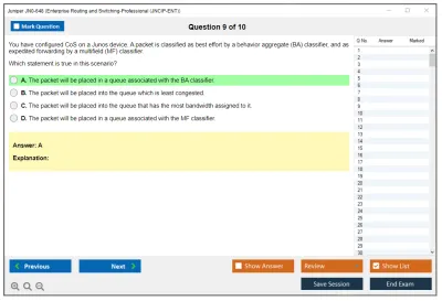 Juniper JN0-648 Enterprise Routing and Switching-Professional (JNCIP-ENT) Practice test exam simulator test engine exam Prep practice test questions answers Image 9