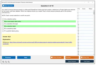 Microsoft SC-400 Microsoft Information Protection Administrator Practice test exam simulator test engine exam Prep practice test questions answers Image 4