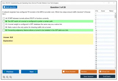 Cisco 350-501 Implementing and Operating Cisco Service Provider Network Core Technologies (350-501 SPCOR) Practice test exam simulator test engine exam Prep practice test questions answers Image 3