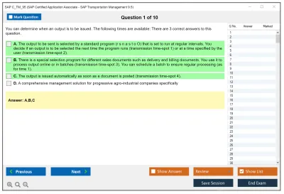 SAP C_TM_95 SAP Certified Application Associate - SAP Transportation Management 9.5 Practice test exam simulator test engine exam Prep practice test questions answers Image 1