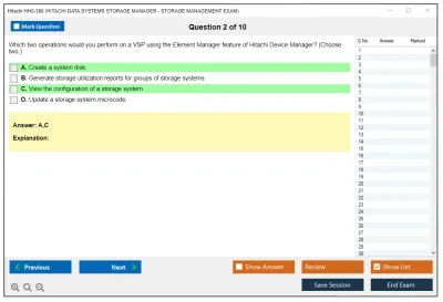 Hitachi HH0-380 HITACHI DATA SYSTEMS STORAGE MANAGER - STORAGE MANAGEMENT EXAM Practice test exam simulator test engine exam Prep practice test questions answers Image 2