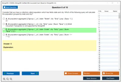 MongoDB C100DBA MongoDB Certified DBA Associate Exam (Based on MongoDB 4.4) Practice test exam simulator test engine exam Prep practice test questions answers Image 6