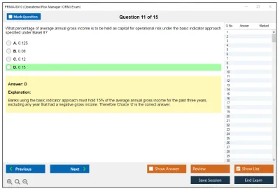PRMIA 8010 Operational Risk Manager (ORM) Exam Practice test exam simulator test engine exam Prep practice test questions answers Image 11