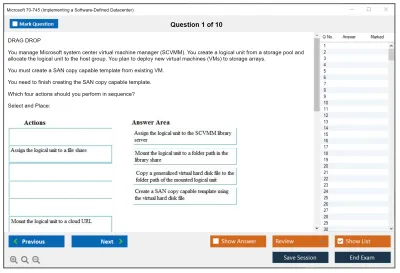 Microsoft 70-745 Implementing a Software-Defined Datacenter Practice test exam simulator test engine exam Prep practice test questions answers Image 1