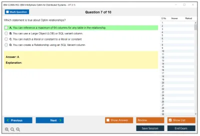 IBM C2090-552 IBM InfoSphere Optim for Distributed Systems - V7.3.1 Practice test exam simulator test engine exam Prep practice test questions answers Image 7