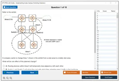 HP HPE6-A46 Delta - Implementing Aruba Campus Switching Solutions Practice test exam simulator test engine exam Prep practice test questions answers Image 1