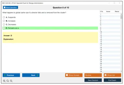 EMC E20-562 VPLEX Specialist Exam for Storage Administrators Practice test exam simulator test engine exam Prep practice test questions answers Image 8