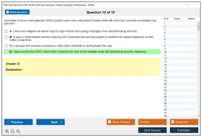 Palo Alto Networks PSE-SASE Palo Alto Networks System Engineer Professional - SASE Exam Practice test exam simulator test engine exam Prep practice test questions answers Image 10