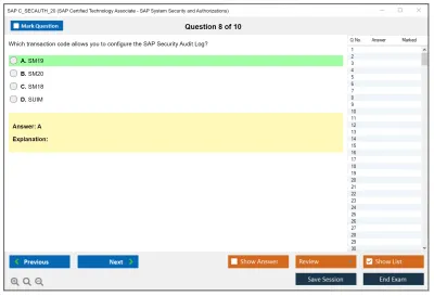 SAP C_SECAUTH_20 SAP Certified Technology Associate - SAP System Security and Authorizations Practice test exam simulator test engine exam Prep practice test questions answers Image 8