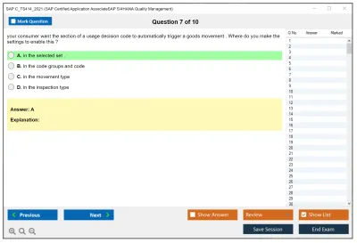SAP C_TS414_2021 SAP Certified Application AssociateSAP S/4HANA Quality Management Practice test exam simulator test engine exam Prep practice test questions answers Image 7