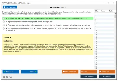 AICPA AUD CPA Auditing and Attestation Exam Practice test exam simulator test engine exam Prep practice test questions answers Image 3