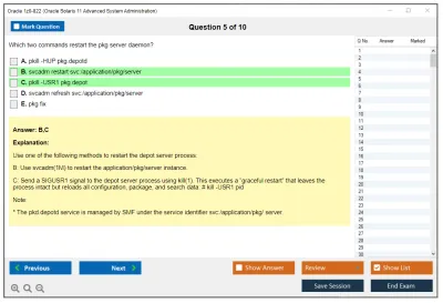 Oracle 1z0-822 Oracle Solaris 11 Advanced System Administration Practice test exam simulator test engine exam Prep practice test questions answers Image 5