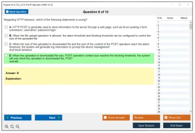 Huawei H12-722_V3.0 HCIP-Security-CSSN V3.0 Practice test exam simulator test engine exam Prep practice test questions answers Image 8