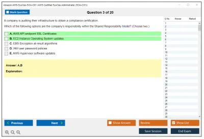 Amazon AWS AWS-SysOps-SOA-C01 AWS Certified SysOps Administrator - Associate Practice test exam simulator test engine exam Prep practice test questions answers Image 3