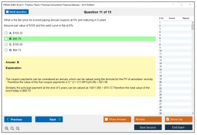 PRMIA 8006 Exam I: Finance Theory Financial Instruments Financial Markets - 2015 Edition Practice test exam simulator test engine exam Prep practice test questions answers Image 11