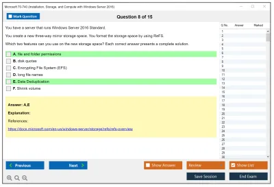 Microsoft 70-740 Installation, Storage, and Compute with Windows Server 2016 Practice test exam simulator test engine exam Prep practice test questions answers Image 8
