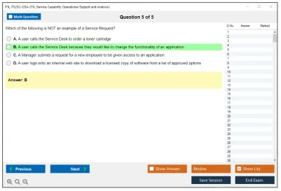 ITIL ITILSC-OSA ITIL Service Capability Operational Support and Analysis Practice test exam simulator test engine exam Prep practice test questions answers Image 5