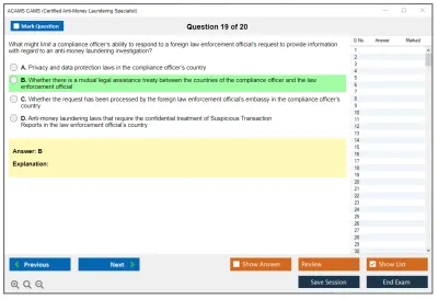 ACAMS CAMS Certified Anti-Money Laundering Specialist (6th Edition) Practice test exam simulator test engine exam Prep practice test questions answers Image 19