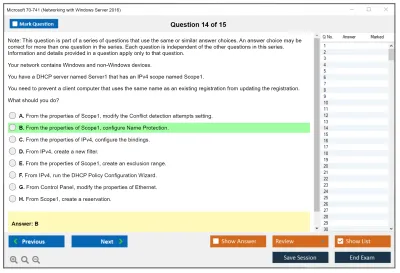 Microsoft 70-741 Networking with Windows Server 2016 Practice test exam simulator test engine exam Prep practice test questions answers Image 14