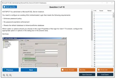 Microsoft 70-462 Administering Microsoft SQL Server 2012/2014 Databases Practice test exam simulator test engine exam Prep practice test questions answers Image 3