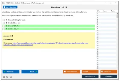 Citrix 1Y0-240 Citrix NetScaler 12 Essentials and Traffic Management Practice test exam simulator test engine exam Prep practice test questions answers Image 1