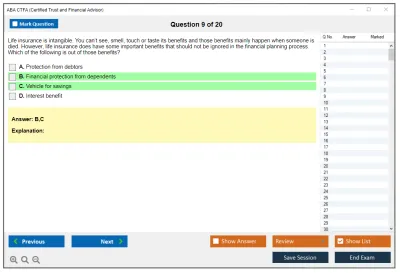 ABA CTFA Certified Trust and Financial Advisor Practice test exam simulator test engine exam Prep practice test questions answers Image 9