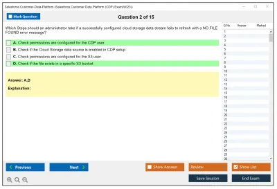Salesforce Customer-Data-Platform Salesforce Customer Data Platform (CDP) Practice test exam simulator test engine exam Prep practice test questions answers Image 2