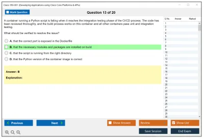 Cisco 350-901 Developing Applications using Cisco Core Platforms and APIs (DEVCOR) Practice test exam simulator test engine exam Prep practice test questions answers Image 13