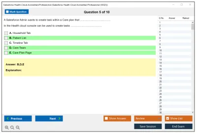 Salesforce Health-Cloud-Accredited-Professional Salesforce Health Cloud Accredited Professional Practice test exam simulator test engine exam Prep practice test questions answers Image 5