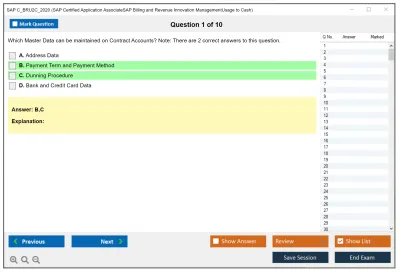 SAP C_BRU2C_2020 SAP Certified Associate - SAP Billing and Revenue Innovation Management - Usage to Cash Practice test exam simulator test engine exam Prep practice test questions answers Image 1