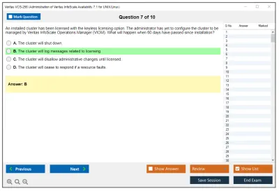Veritas VCS-256 Administration of Veritas InfoScale Availability 7.1 for UNIX/Linux Practice test exam simulator test engine exam Prep practice test questions answers Image 7
