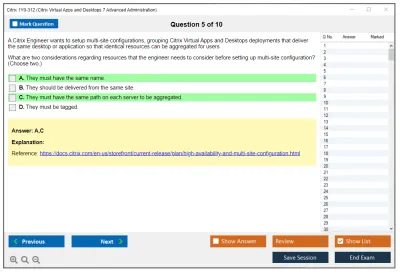 Citrix 1Y0-312 Citrix Virtual Apps and Desktops 7 Advanced Administration Practice test exam simulator test engine exam Prep practice test questions answers Image 5