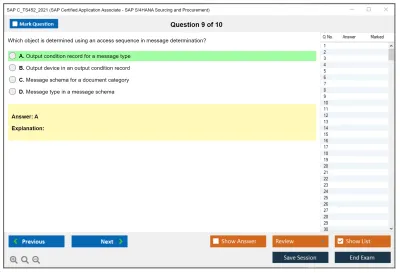 SAP C_TS452_2021 SAP Certified Application Associate - SAP S/4HANA Sourcing and Procurement Practice test exam simulator test engine exam Prep practice test questions answers Image 9