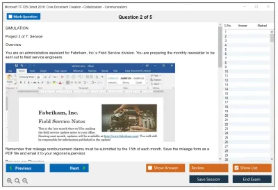 Microsoft 77-725 Microsoft Word 2016 Core: Document Creation, Collaboration and Communication (MOS) Practice test exam simulator test engine exam Prep practice test questions answers Image 2