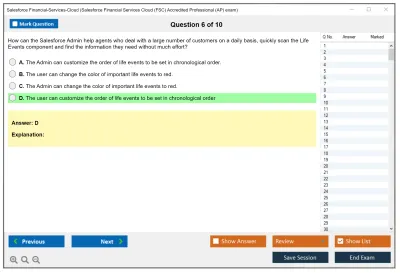 Salesforce Financial-Services-Cloud Salesforce Financial Services Cloud (FSC) Accredited Professional (AP) Practice test exam simulator test engine exam Prep practice test questions answers Image 6