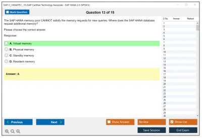 SAP C_HANATEC_15 SAP Certified Technology Associate - SAP HANA 2.0 (SPS03) Practice test exam simulator test engine exam Prep practice test questions answers Image 13