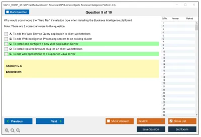 SAP C_BOBIP_43 SAP Certified Application AssociateSAP BusinessObjects Business Intelligence Platform 4.3 Practice test exam simulator test engine exam Prep practice test questions answers Image 5