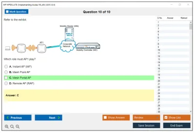 HP HPE6-A70 Aruba Certified Mobility Associate Exam Practice test exam simulator test engine exam Prep practice test questions answers Image 10
