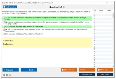Oracle 1z0-1058-22 Oracle Risk Management Cloud 2022 Implementation Professional Practice test exam simulator test engine exam Prep practice test questions answers Image 5
