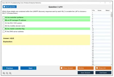 Cisco 300-370 Troubleshooting Cisco Wireless Enterprise Networks Practice test exam simulator test engine exam Prep practice test questions answers Image 3