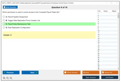 SAP C_HRHPC_2205 SAP Certified Application AssociateSAP SuccessFactors for Employee Central Payroll 1H/2022 Practice test exam simulator test engine exam Prep practice test questions answers Image 9