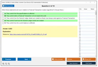 Oracle 1z0-996-22 Oracle Utilities Customer Cloud Service 2022 Implementation Professional Practice test exam simulator test engine exam Prep practice test questions answers Image 2