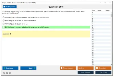 Juniper JN0-664 Service Provider Professional (JNCIP-SP) Practice test exam simulator test engine exam Prep practice test questions answers Image 6