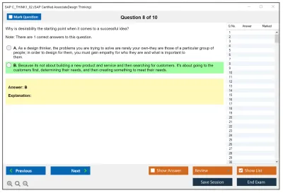 SAP C_THINK1_02 SAP Certified Associate - Design Thinking Practice test exam simulator test engine exam Prep practice test questions answers Image 8
