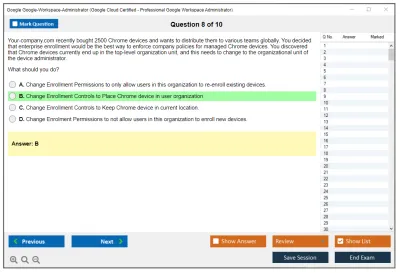 Google Google-Workspace-Administrator Google Cloud Certified - Professional Google Workspace Administrator Practice test exam simulator test engine exam Prep practice test questions answers Image 8