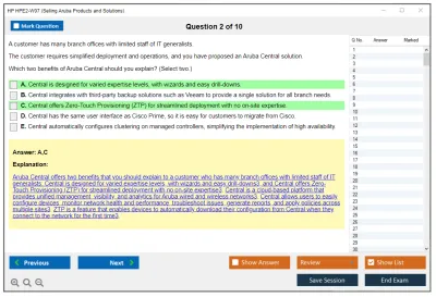 HP HPE2-W07 Selling Aruba Products and Solutions Practice test exam simulator test engine exam Prep practice test questions answers Image 2